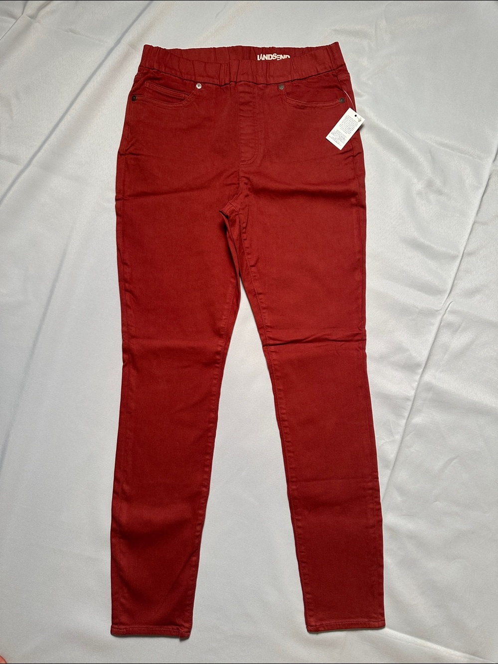 Lands' End NWT Women's Skinny Jeans in Deep Rust Red Brown Size 8